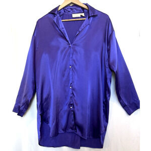 Victorias‎ Secret Vintage Gold Label Satin Boyfriend Sleep Shirt Size S Pajama